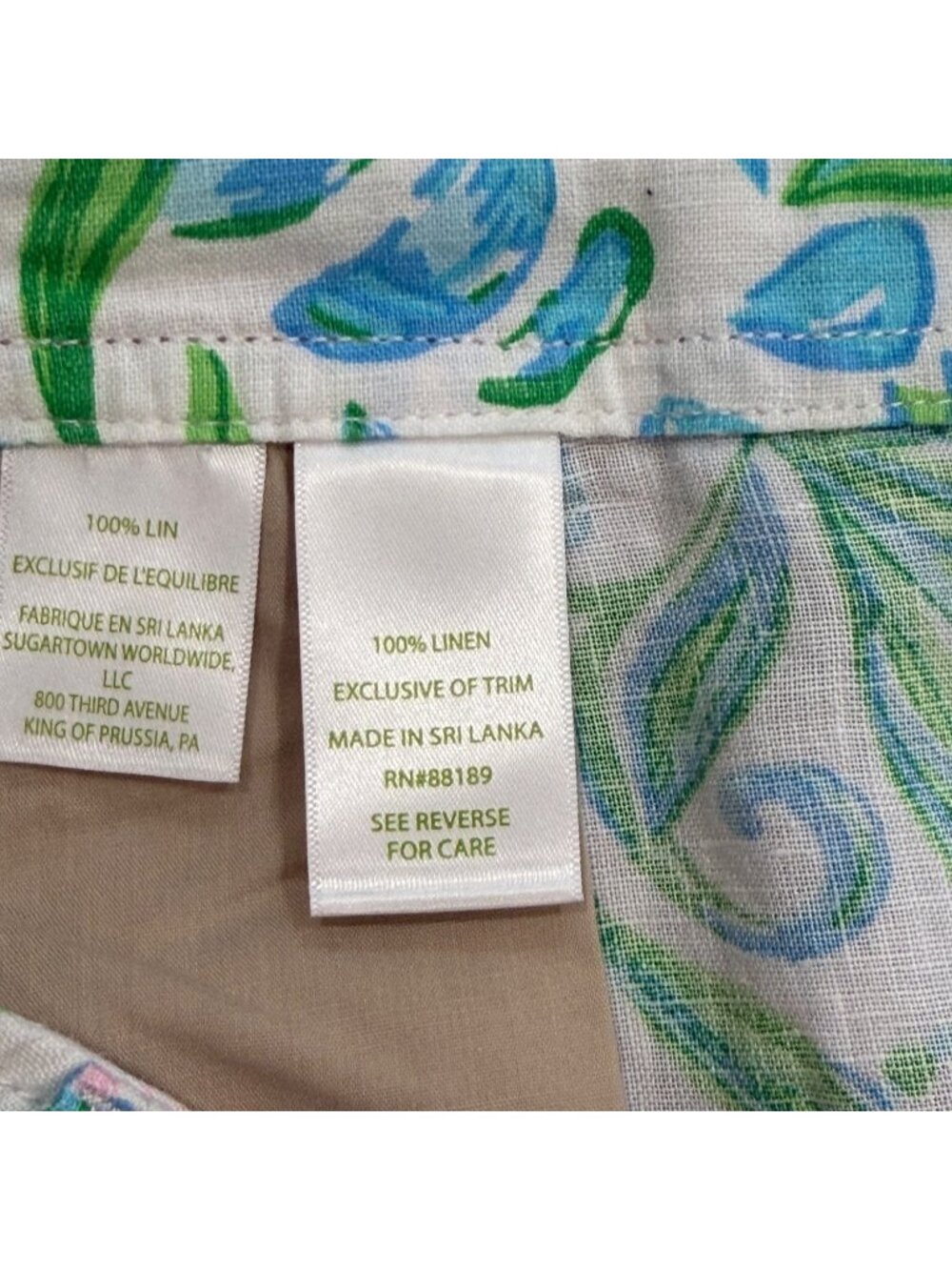 Lilly Pulitzer Womens Size 14 Aldora Linen Shorts Floral 7" White Green Blue - Picture 8 of 8